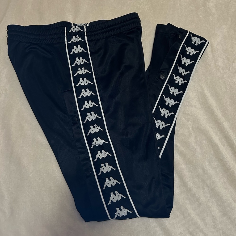KAPPA black & white half snap on track pants size small